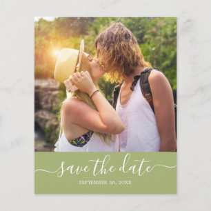 Budget Save the Date Skript Blattgrün Foto Flyer