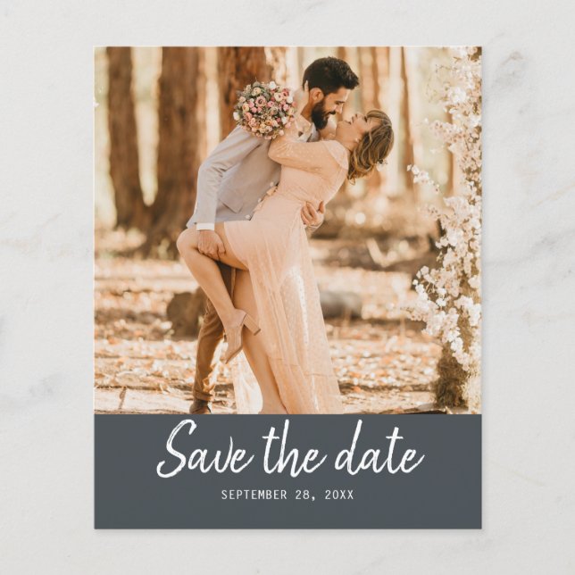 Budget Save the Date Skript Off-Black Foto Flyer (Vorne)