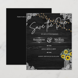 BUDGET Save the Date Spitzen Sonnenblumen Hochzeit