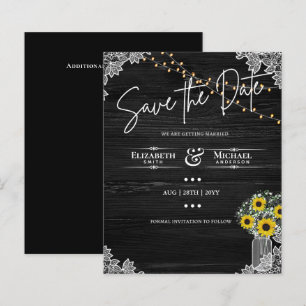 BUDGET Save the Date Spitzen Sonnenblumen Hochzeit
