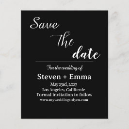 Budget schick Schwarz-Weiß-Hochzeit Sichern Sie da Flyer