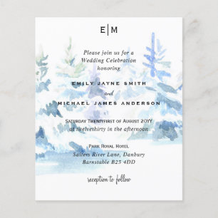 Budget Schneebergbaum Skiing Wedding lädt ein Flyer
