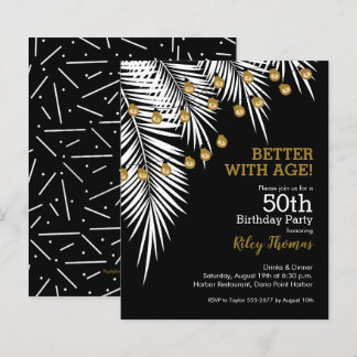 Budget Schwarz und Gold 50. Geburtstag Einladungen