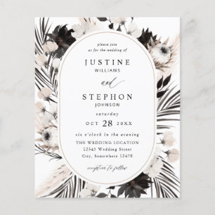 Budget Schwarz-Weiß-Boho-Tropen-Hochzeit  Flyer