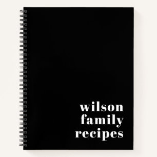 Budget Schwarz Weiß Familienname Typografie Rezept Notizbuch