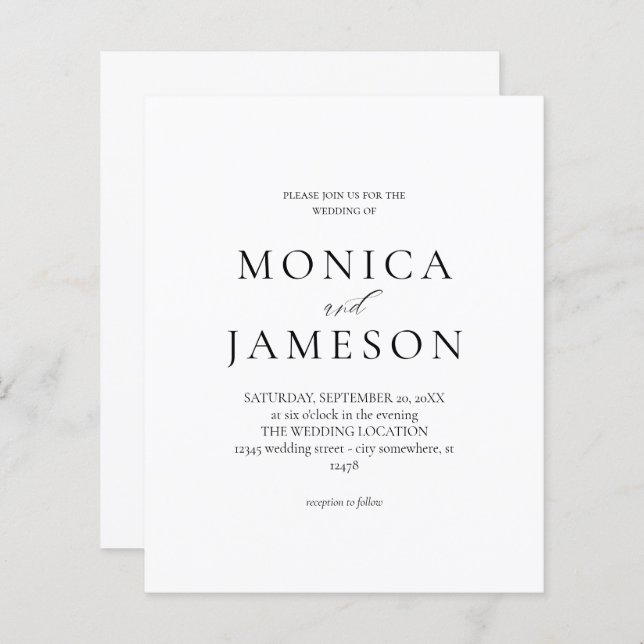 Budget Schwarz & Weiß Moderne Hochzeit 2V (Vorne/Hinten)