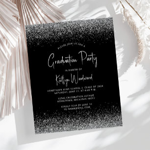 Budget Schwarz Weiß Silber Glitter Abschlussfeier