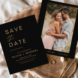 Budget Schwarzes Gold Save-the-Date Elegante Foto  Flyer