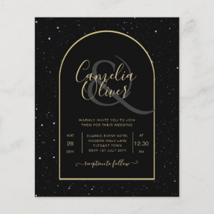 BUDGET SCHWARZES GOLD Sternennacht Hochzeit EINLAD Flyer