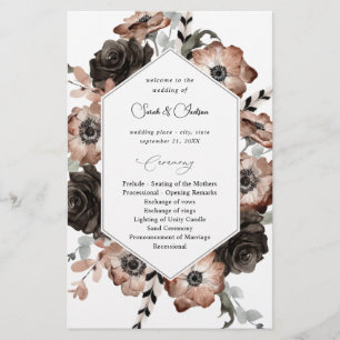 Budget Schwarzes &Natürliches Florales Boho Hochze Flyer