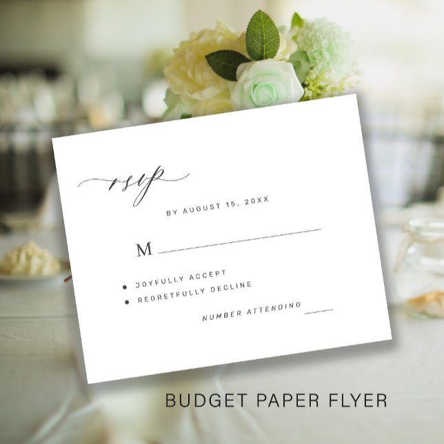 Budget Schwarzweiß einfache Hochzeit RSVP Flyer (Von Creator hochgeladen)