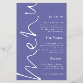Budget Script Blue Wedding Menu