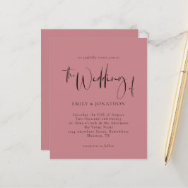 Budget Script Dusty Rose Hochzeit Einladung