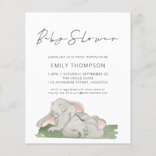 Budget Script Elephant Baby Shower Einladung