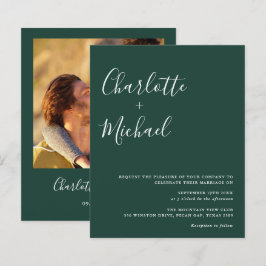 Budget Script Emerald Foto Hochzeitseinladung