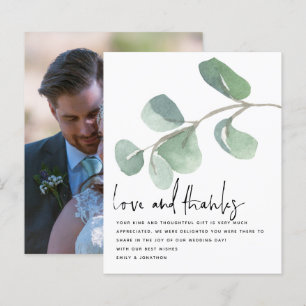 Budget Script Eucalptus Newlywed Foto Vielen Dank