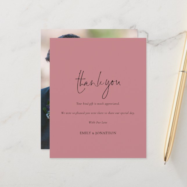 Budget Script Foto Dusty Rose Wedding Vielen Dank (Vorderseite/Rückseite Beispiel)