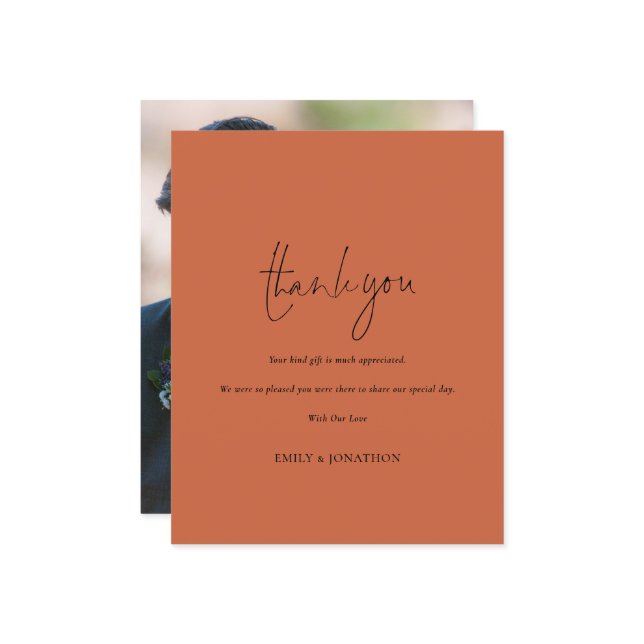 Budget Script Foto Terracotta Wedding Vielen Dank (Vorderseite/Rückseite Beispiel)