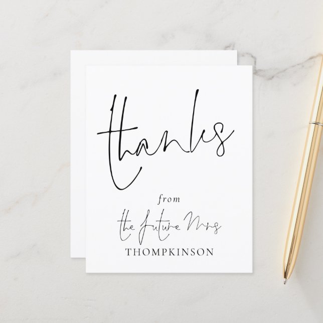 Budget Script Future Frau Brautparty Danke (Vorderseite/Rückseite Beispiel)