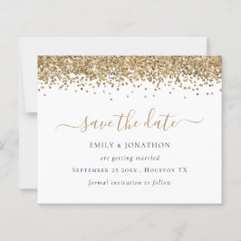 Budget Script Gold Glitzer Save the Date