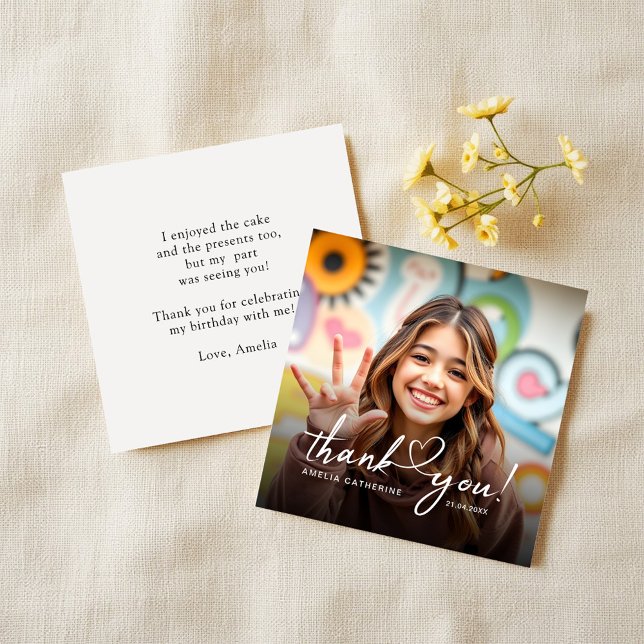 Budget Script Heart Foto Geburtstag Vielen Dank Mitteilungskarte (Von Creator hochgeladen)