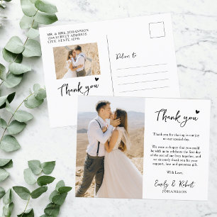 Budget Script Heart Foto Wedding Vielen Dank Postkarte