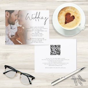 Budget Script Photo QR Code Wedding Invitation