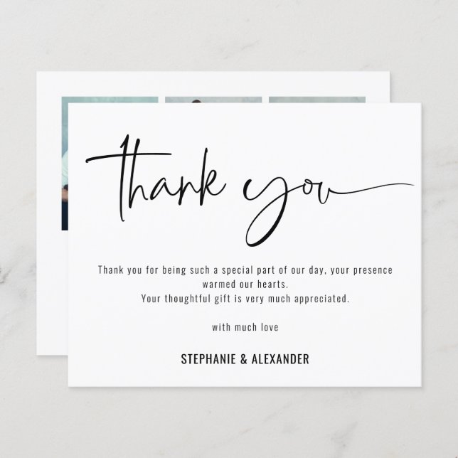 Budget Script QR Code 3 Fotos Hochzeit Vielen Dank (Vorne/Hinten)