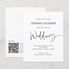 Budget Script QR Code Schwarz-weiß Wedding Einladu