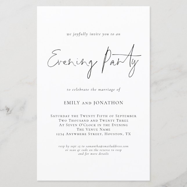 Budget Script QR Code Wedding Abend Party Einladun (Vorderseite)