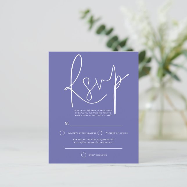 Budget Script QR Code Wedding Blue UAWG (Stehend Vorderseite)