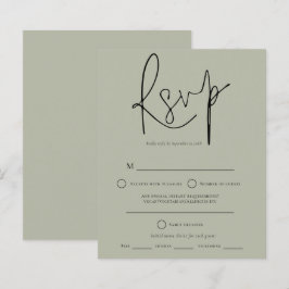 Budget Script Sage Green Wedding RSVP