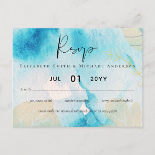 BUDGET Sea Glass Shades Watercolor Wedding Postkarte