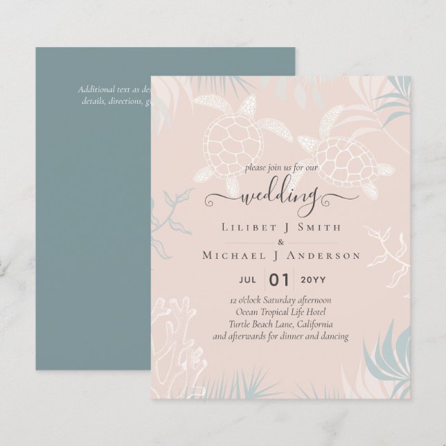 BUDGET Sea Turtles BEACH Wedding Coral Aquamarin (Vorne/Hinten)