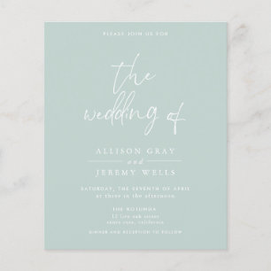 Budget Seafoam Hochzeit Einladung Flyer