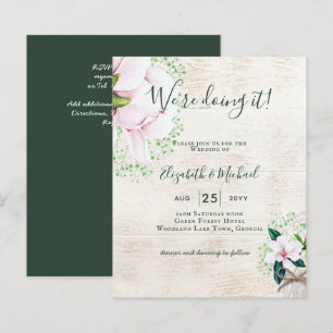 BUDGET Shabby Pink Magnolia Chic Wedite Einladung
