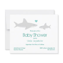 Budget Shark Green White Baby Dusche Einladung