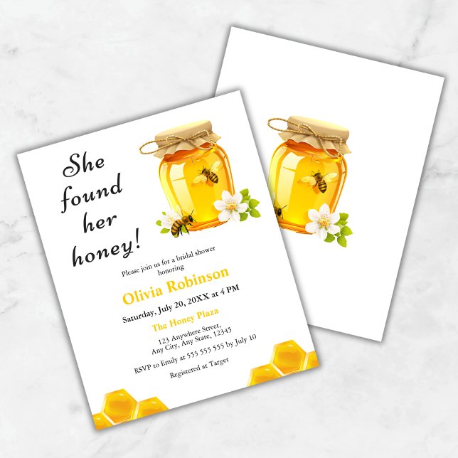 Budget Sie fand ihren Honey Brautparty Einladung (Budget Yellow She Found Her Honey Bridal Shower Invitation   )