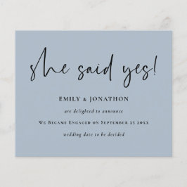 Budget Sie sagte ja Blue Verlobung Ankündigung