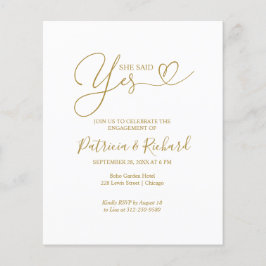 Budget Sie sagte Ja Engagement Party Ankündigung