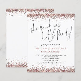 Budget Sie sagte ja Rose Gold Glitzer Verlobung