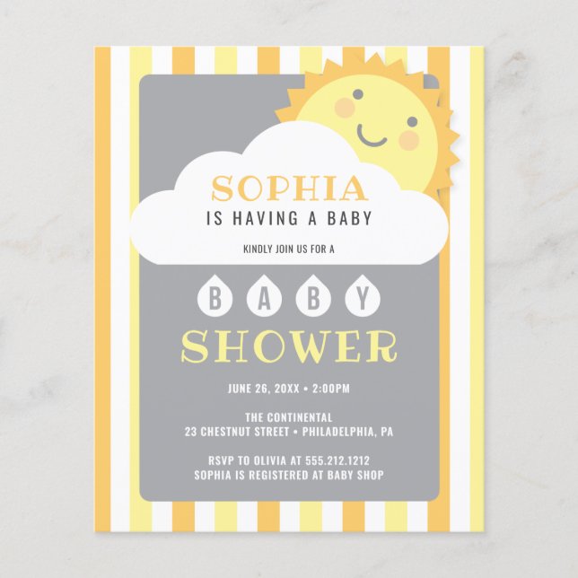 Budget Sie sind meine Sonnenschein-Baby-Dusche Ein (Vorderseite)