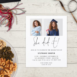 Budget Sie tat es 2 Foto 2024 Grad Party Einladung