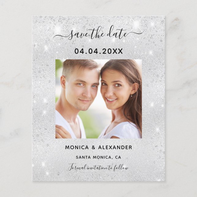 Budget silber Foto qr Hochzeit Speichern Sie das D (Vorderseite)