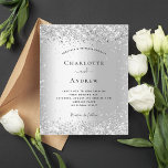 Budget Silber Glitzer Glitzern Hochzeitseinladung<br><div class="desc">Ein Imitat silber metallisch aussehender Hintergrund. Dekoriert mit Imitat Glitzer. Personalisieren und fügen Sie Ihre Namen und Party-Details.</div>