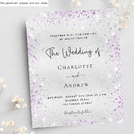 Budget Silber lila Glitzer Hochzeit Einladung