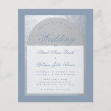 Budget Silver Arch Dusty Blue Wedding Einladung