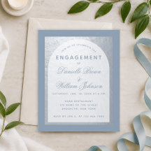 Budget Silver Dusty Blue Verlobung Einladung