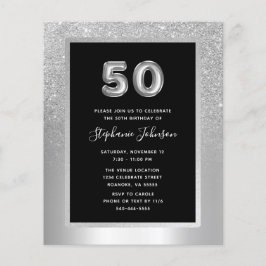 Budget Silver Foil 50. Geburtstagsparty Einladung