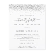 Budget Silver Glitzer 21. Party Einladung